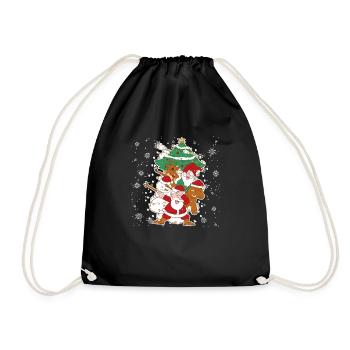 Dabbing Weihnachtsmann Elf Freunde Weihnachten - Turnbeutel - Schwarz - Vorne