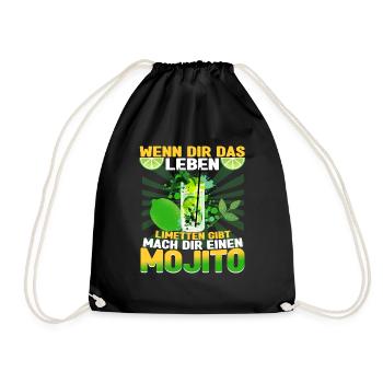 Mojito Cocktail Wenn dir das Leben Limetten gibt - Turnbeutel - Schwarz - Vorne