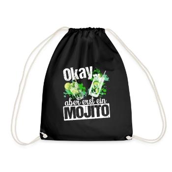 Mojito Longdrink Cocktail - Turnbeutel - Schwarz - Vorne