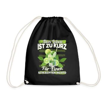 Mojito Longdrink Das Leben ist zu kurz - Turnbeutel - Schwarz - Vorne