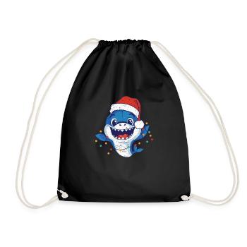 Weihnachtsmann Hai Weihnachtsbeleuchtung Lustige - Turnbeutel - Schwarz - Vorne