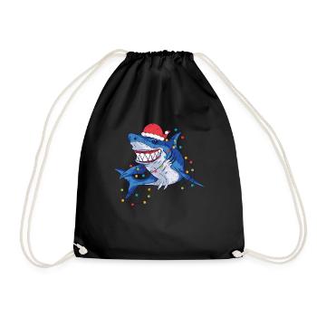 Weihnachtsmann Hai Weihnachtsbeleuchtung Lustige - Turnbeutel - Schwarz - Vorne