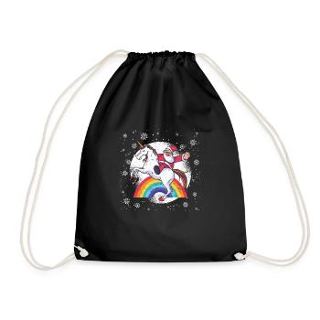Christmas Cute Santa Claus Riding - Drawstring Bag - black - Front