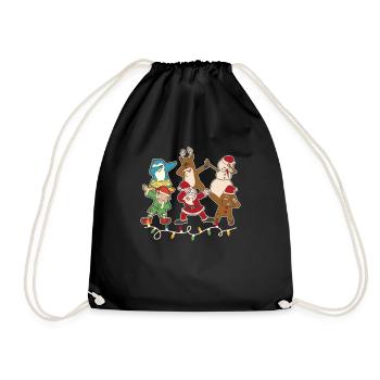 Dabbing Santa Elf Friends Merry Christmas - Drawstring Bag - black - Front