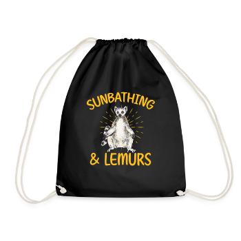 Lemur Catta Ring-tailed lemur - Drawstring Bag - black - Front