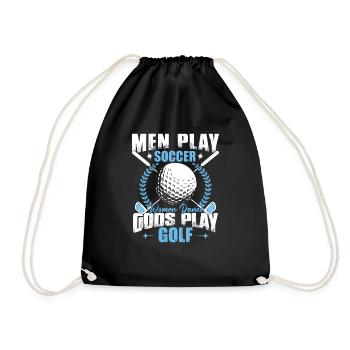 Gods Play Golf Funny Golf Player Golfing - Drawstring Bag - black - Front