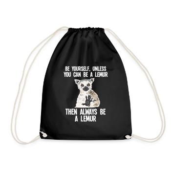 Lemur Catta Ring-tailed lemur - Drawstring Bag - black - Front