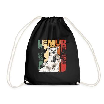 Lemur Catta Ring-tailed lemur - Drawstring Bag - black - Front