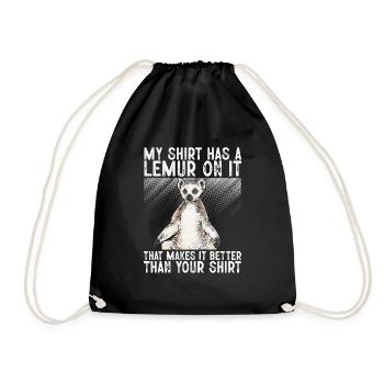 Lemur Catta Ring-tailed lemur - Drawstring Bag - black - Front