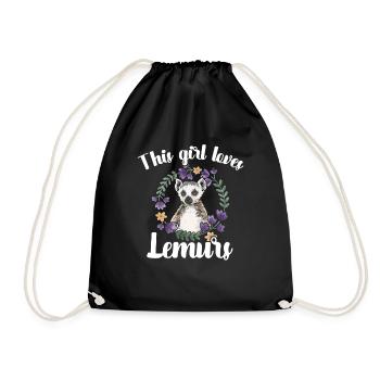 Lemur Catta Ring-tailed lemur - Drawstring Bag - black - Front
