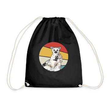 Lemur Catta Ring-tailed lemur - Drawstring Bag - black - Front