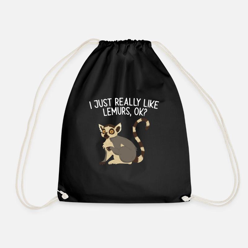 Lemur Catta Ring-tailed lemur - Drawstring Bag - black