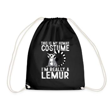 Lemur Catta Ring-tailed lemur - Drawstring Bag - black - Front