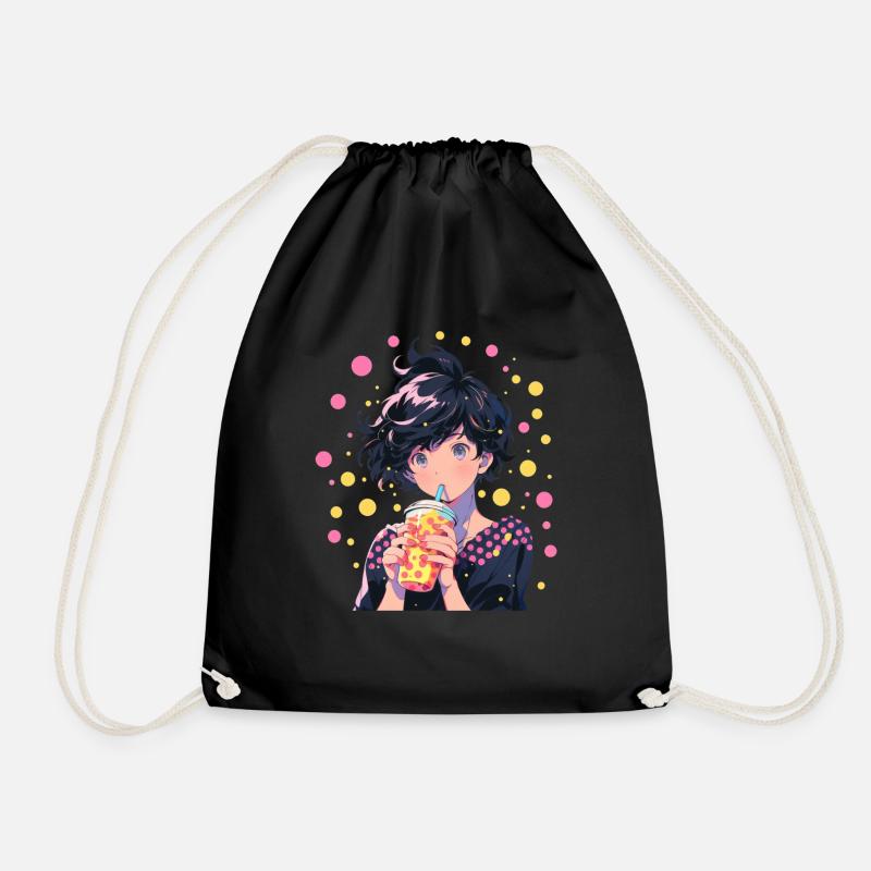 Anime and Boba Bubble Tea - Turnbeutel - Schwarz