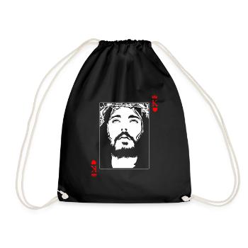 Jesus Is King Jesus King Of Hearts Card Christian - Drawstring Bag - black - Front