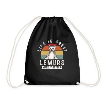 Lemur Catta Ring-tailed lemur - Drawstring Bag - black - Front