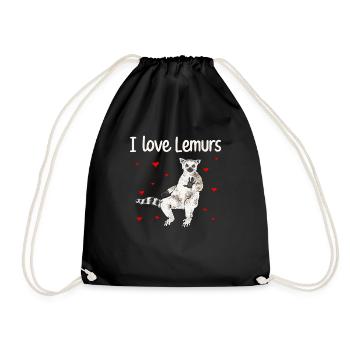Lemur Catta Ring-tailed lemur - Drawstring Bag - black - Front
