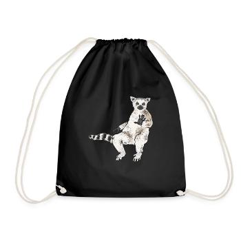 Lemur Catta Ring-tailed lemur - Drawstring Bag - black - Front