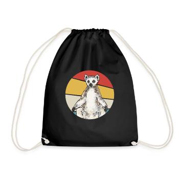 Lemur Catta Ring-tailed lemur - Drawstring Bag - black - Front
