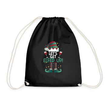 Let's Get Elfed Up Funny Drinking Christmas Elf - Drawstring Bag - black - Front