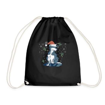 Husky Sibérien Père Noël Sapin de Noël Lumière - Sac de sport léger - noir - Devant