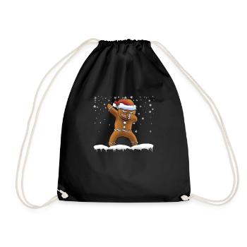 Tupfen Lebkuchen Weihnachtsmann Mütze Weihnachten - Turnbeutel - Schwarz - Vorne