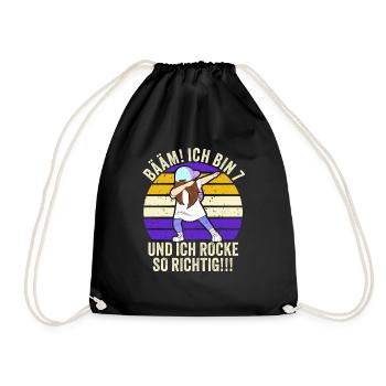 7 Jahre Mädchen Geschenk 7. Geburtstag Sieben - Turnbeutel - Schwarz - Vorne