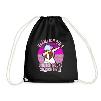 9 Jahre Mädchen Geschenk 9. Geburtstag Neun - Turnbeutel - Schwarz - Vorne
