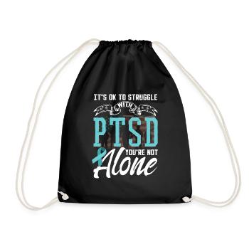 It's Ok To Struggle With PTSD - Drawstring Bag - black - Front