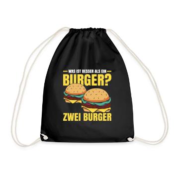 Was ist besser als ein Burger? Zwei Burger Lieblib - Turnbeutel - Schwarz - Vorne