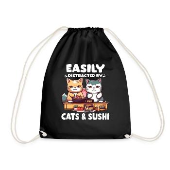 Kawaii Japan Neko Sushi Bowl Katzen Ramen Otaku - Turnbeutel - Schwarz - Vorne