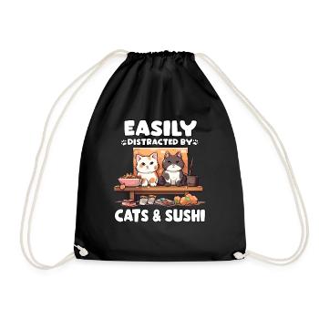 Kawaii Neko Sushi Maki Cat japonais - Sac de sport léger - noir - Devant