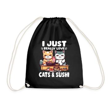 Chats Sushi Aventure Otaku Anime T Sushi Neko - Sac de sport léger - noir - Devant