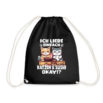 Sushi Dreams Katzen mit Sushi Kawaii Otaku - Turnbeutel - Schwarz - Vorne