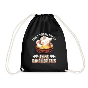 Easily distracted by Anime Ramen or Cats - Turnbeutel - Schwarz - Vorne