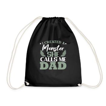 Father's Day Daughter Dad - Drawstring Bag - black - Front