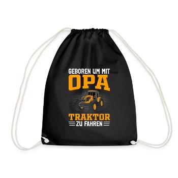 Opa Kind Landwirt Traktor Bauernhof - Turnbeutel - Schwarz - Vorne