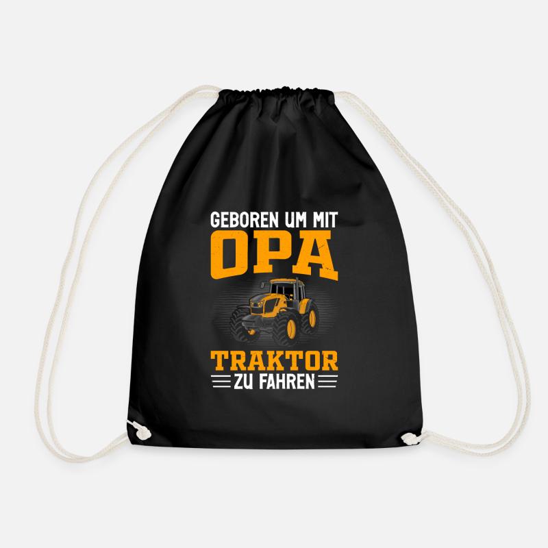 Opa Kind Landwirt Traktor Bauernhof - Turnbeutel - Schwarz