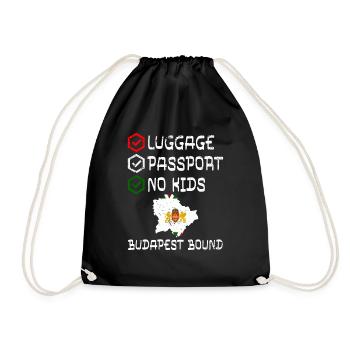 Luggage Passport No Kids Budapest Bound Vacation - Drawstring Bag - black - Front