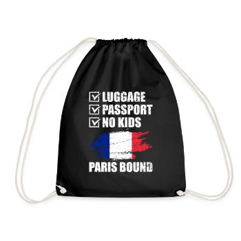 Luggage Passport No Kids Paris Bound Holiday Trip - Drawstring Bag - black - Front