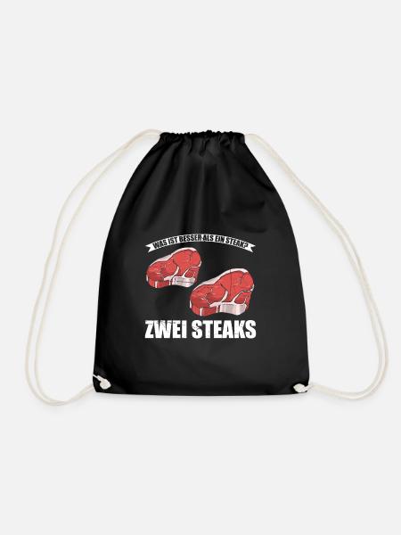 Was ist besser als ein Steak? Zwei Steaks Lieblibg - Turnbeutel - Schwarz
