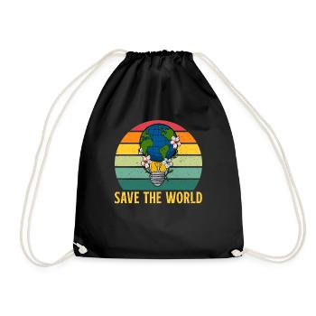 Save the world Umweltschutz Globus Erdkugel - Turnbeutel - Schwarz - Vorne
