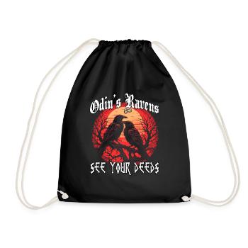 Shadow Raven | Raven God T-Shirt | Odin's Ravens - Drawstring Bag - black - Front