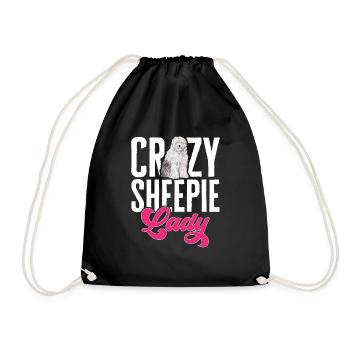 Old English Sheepdog Sheepie Bobtail - Drawstring Bag - black - Front
