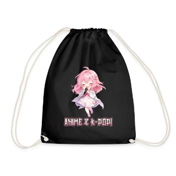 Anime and K-Pop Korean Pop Music Kpop - Drawstring Bag - black - Front