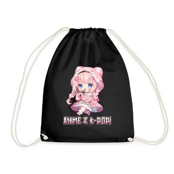 Anime and K-Pop Korean Pop Music Kpop - Drawstring Bag - black - Front