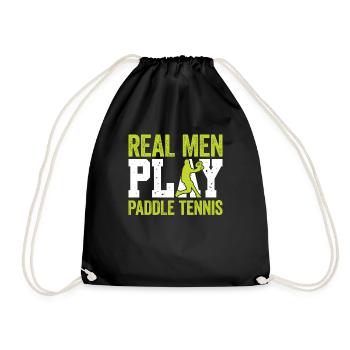 Real Men Play Paddle Tennis - Drawstring Bag - black - Front