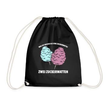 Was ist besser als eine Zuckerwatte? Zwei Zuckerwa - Turnbeutel - Schwarz - Vorne
