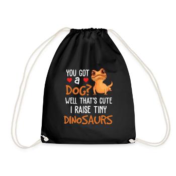 Funny Bearded Dragon - I Raise Tiny Dinosaurs - Drawstring Bag - black - Front