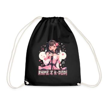 Anime and K-Pop Korean Pop Music Kpop - Drawstring Bag - black - Front